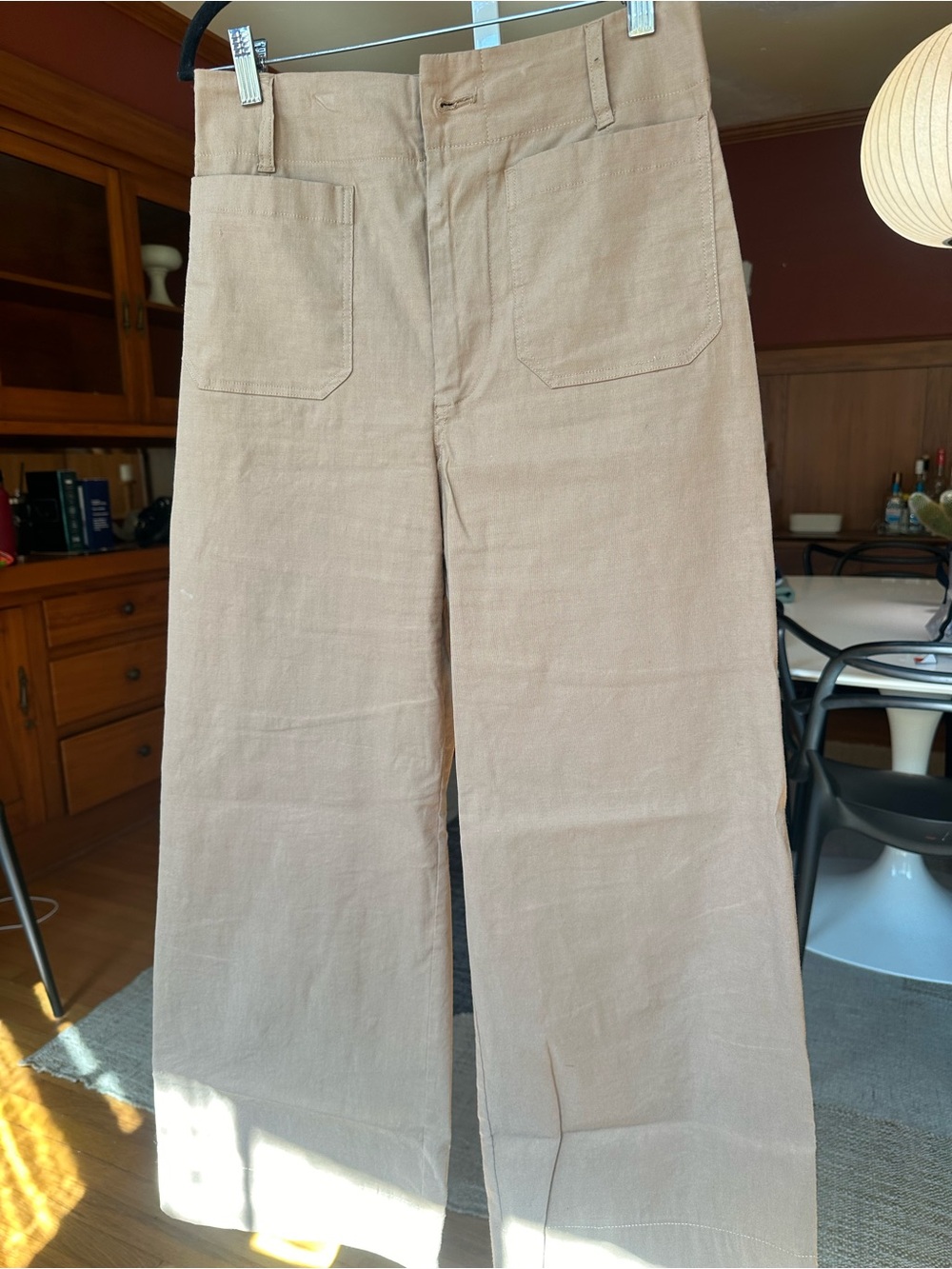 Maeve Wide-Leg Chino Pants in Light Tan